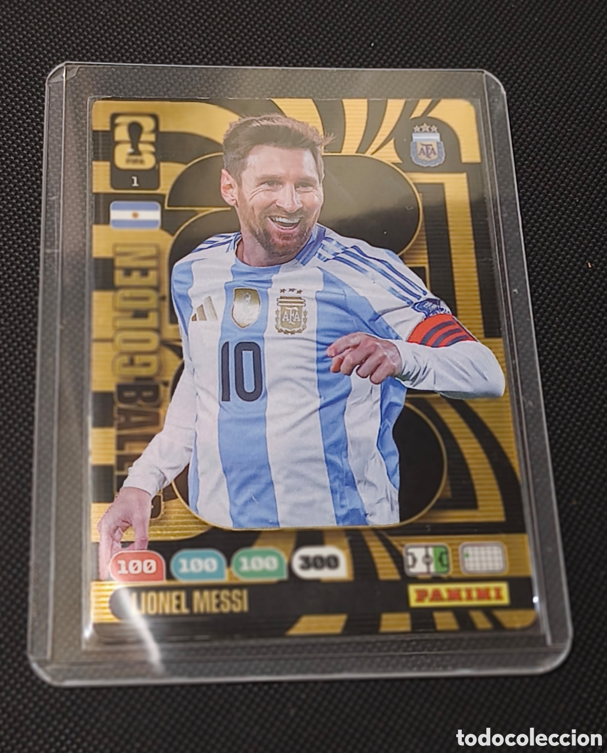 Fu&szlig;ball-Sticker: Carta Panini Lionel Messi - Golden Baller / Bal&oacute;n de Oro (Selecci&oacute;n Argentina)