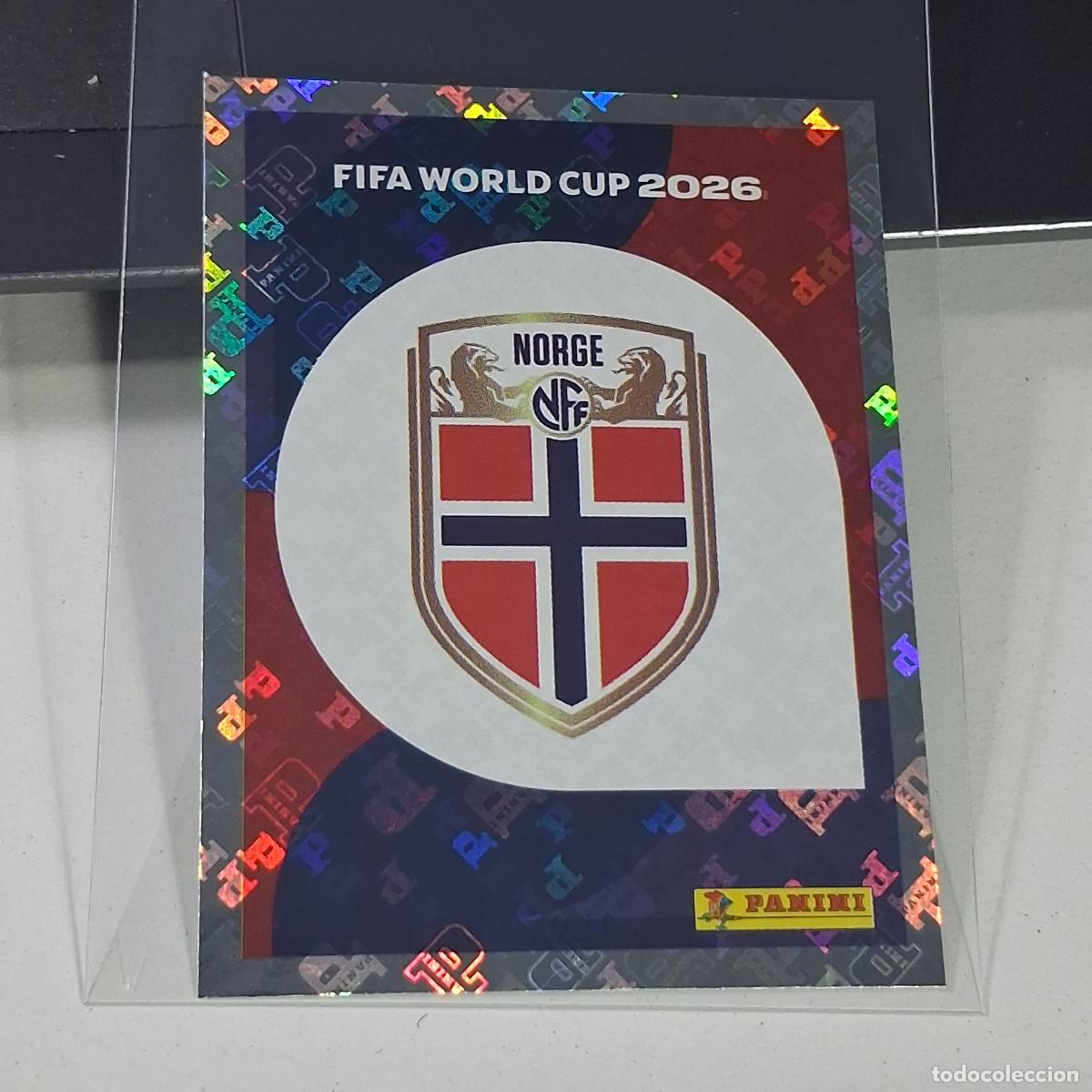 Cromos de f&uacute;tbol: B34 NOR 1 NOR1 ESCUDO BADGE LOGO NORWAY NORUEGA MUNDIAL FIFA WORLD CUP 2026 STICKER PANINI