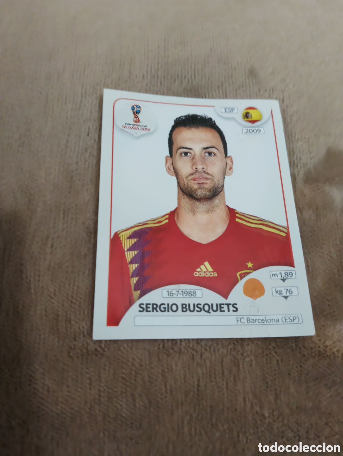 Cromos de f&uacute;tbol: CROMO FUTBOL SERGIO BUSQUETS ESPA&Ntilde;A SIN PEGAR N&ordm; 141 MUNDIAL RUSIA 2018 PANINI