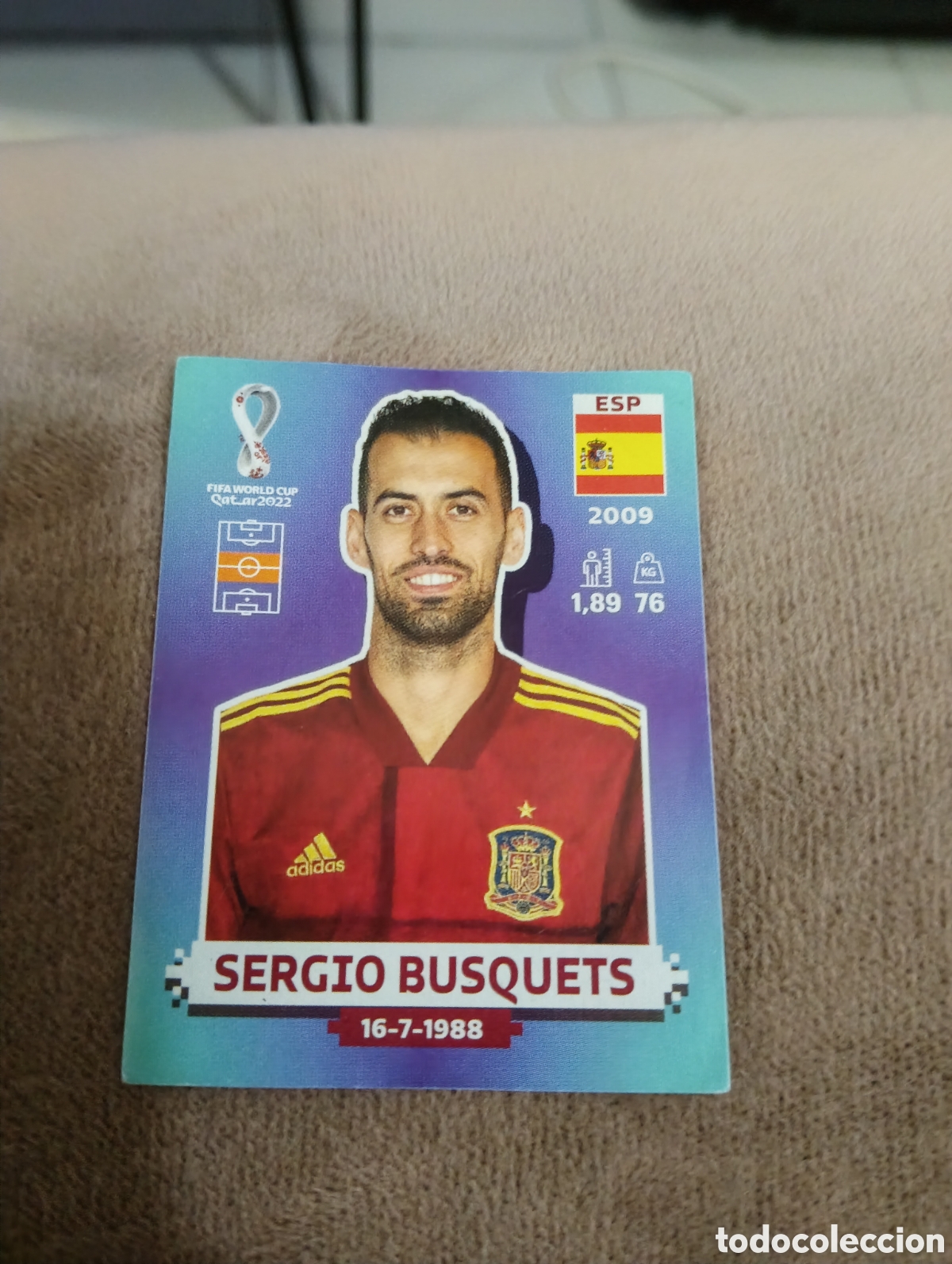 Cromos de f&uacute;tbol: SERGIO BUSQUETS, ESPA&Ntilde;A, STICKER CROMO N&ordm; ESP 15, FIFA WORLD CUP QATAR, PANINI, A&Ntilde;O 2022.