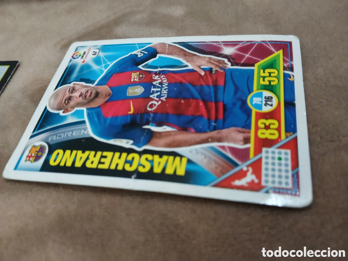 Cromos de f&uacute;tbol: Mascherano N&ordm; 67 Bar&ccedil;a (Barcelona) Adrenalyn XL LaLiga Santander Panini 2016 2017 Panini 16 17