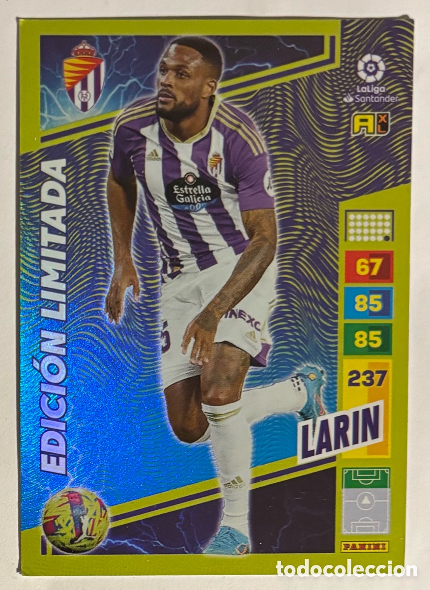 Cromos de f&uacute;tbol: LARIN (REAL VALLADOLID). CARTA EDICI&Oacute;N LIMITADA PANINI ADRENALYN XL 2022-23.