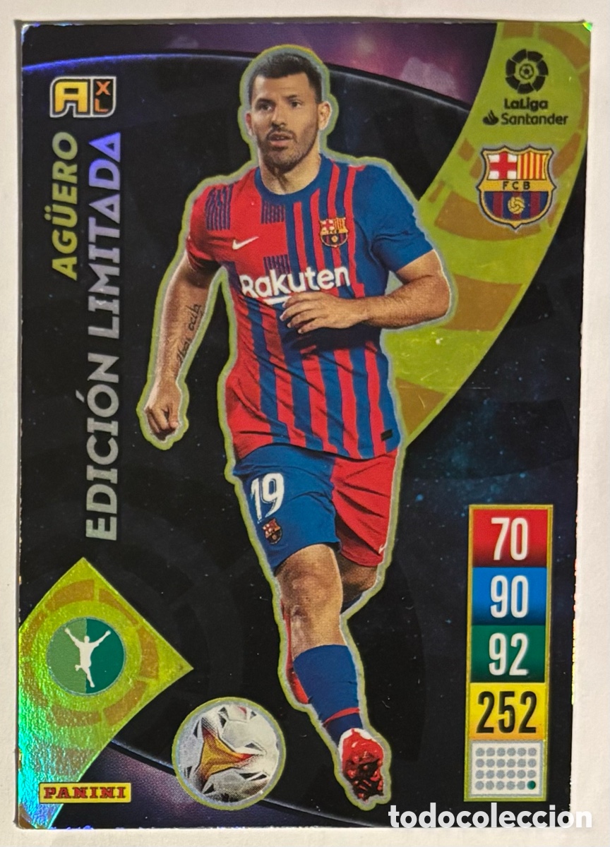 Cromos de f&uacute;tbol: AGUERO (FC BARCELONA). CARTA EDICI&Oacute;N LIMITADA PANINI ADRENALYN XL 2021-22.