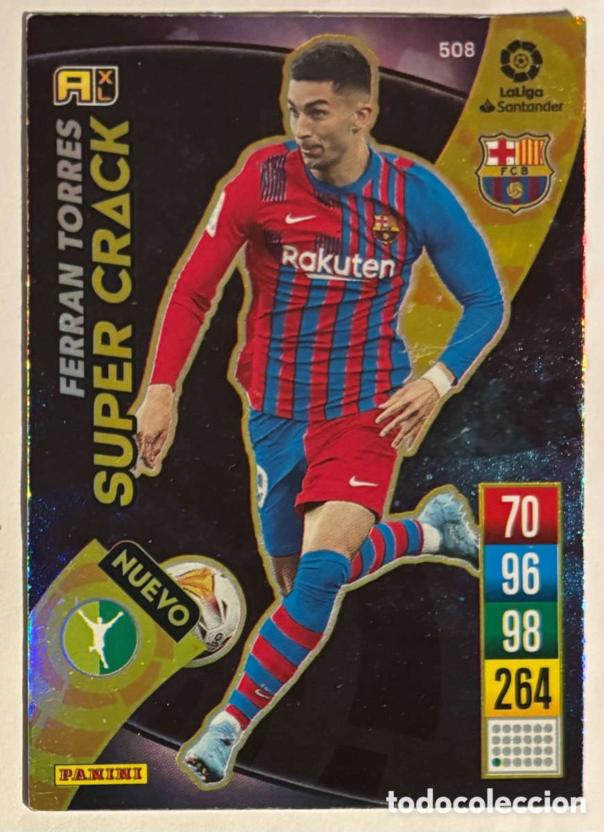 Cromos de f&uacute;tbol: FERRAN TORRES (FC BARCELONA). CARTA SUPER CRACK PANINI ADRENALYN XL 2021-22.