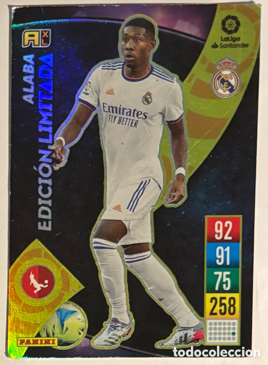 Cromos de f&uacute;tbol: ALABA (REAL MADRID). CARTA EDICI&Oacute;N LIMITADA PANINI ADRENALYN XL 2021-22.