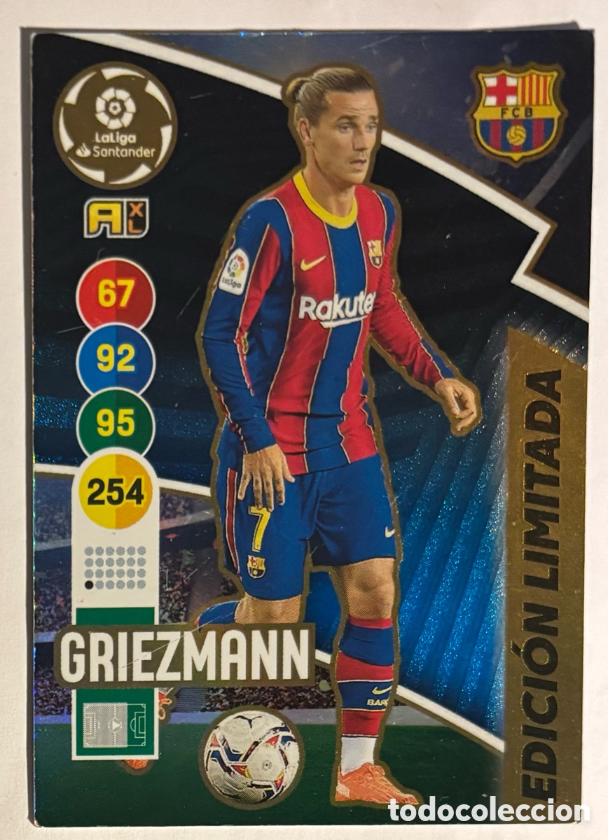 Cromos de f&uacute;tbol: GRIEZMANN (FC BARCELONA). CARTA EDICI&Oacute;N LIMITADA PANINI ADRENALYN XL 2020-21.