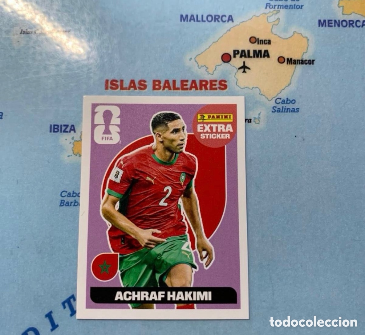 Cromos de f&uacute;tbol: Achraf Hakimi extra sticker versi&oacute;n morada de Marruecos cromo panini Mundial Fifa World Cup 2026