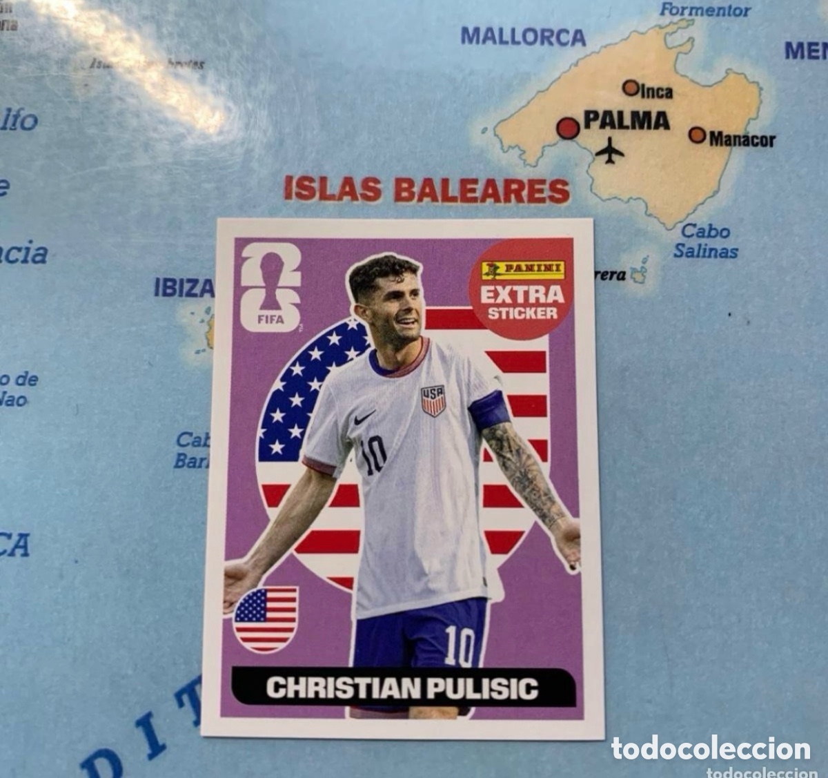 Cromos de f&uacute;tbol: Christian Pulisic extra sticker versi&oacute;n morada de USA cromo panini Mundial Fifa World Cup 2026
