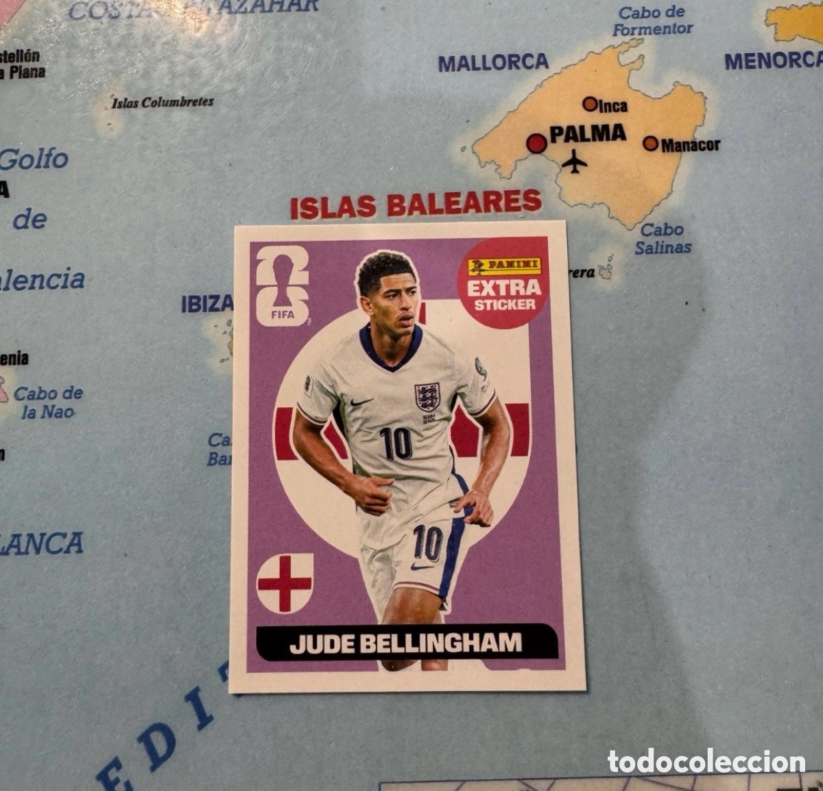Cromos de f&uacute;tbol: Belligham extra sticker versi&oacute;n morada de Inglaterra cromo panini Mundial Fifa World Cup 2026