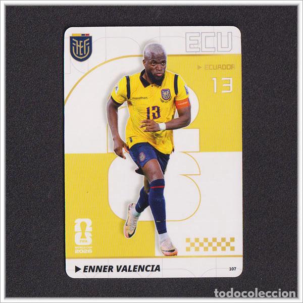 Cartes &agrave; collectionner de Football: FIFA WORLD CUP 2026 PANINI KAYOU ENNER VALENCIA 107 ECU ECUADOR MUNDIAL ALBUM COLECCI&Oacute;N - ULTRA BOX