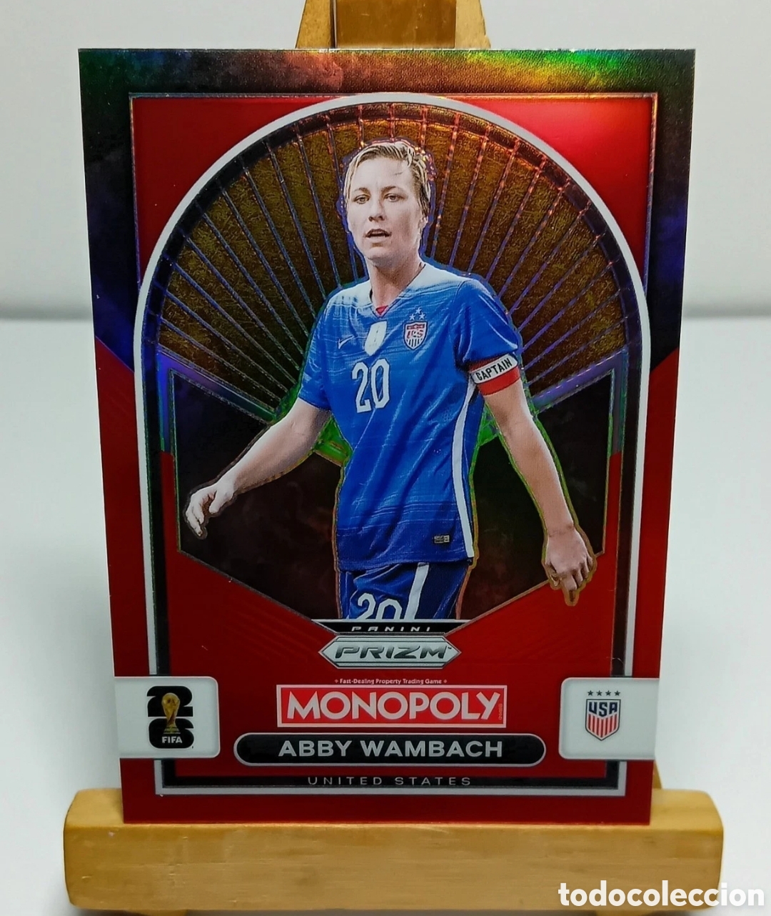 Cromos de f&uacute;tbol: ABBY WAMBACH 2026 USA MONOPOLY RED PRIZM PANINI.