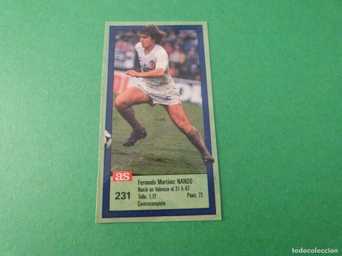 Cartes &agrave; collectionner de Football: CROMO FUTBOL NANDO VALENCIA C.F. RECORTADO N&ordm; 231 ASES DE LA LIGA 1989-1990/89-90 DIARIO AS