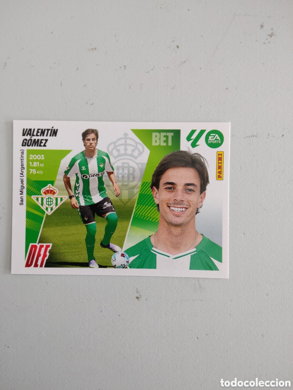 Cromos de f&uacute;tbol: 17 VALENTIN GOMEZ ULTIMO FICHAJE REAL BETIS LIGA ESTE 2025 2026