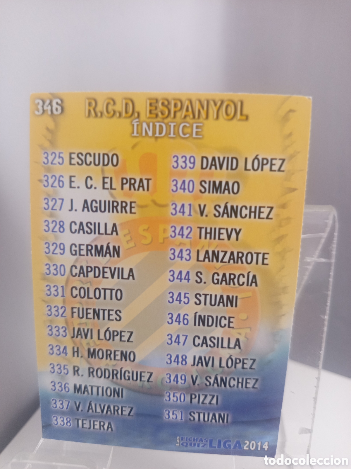 Cromos de f&uacute;tbol: ❇️ CROMO ⚽ &Iacute;NDICE ESPA&Ntilde;OL 346 FICHAS LIGA QUIZ GAME 2014 13 14 2013 2014 MUNDICROMO ❇️