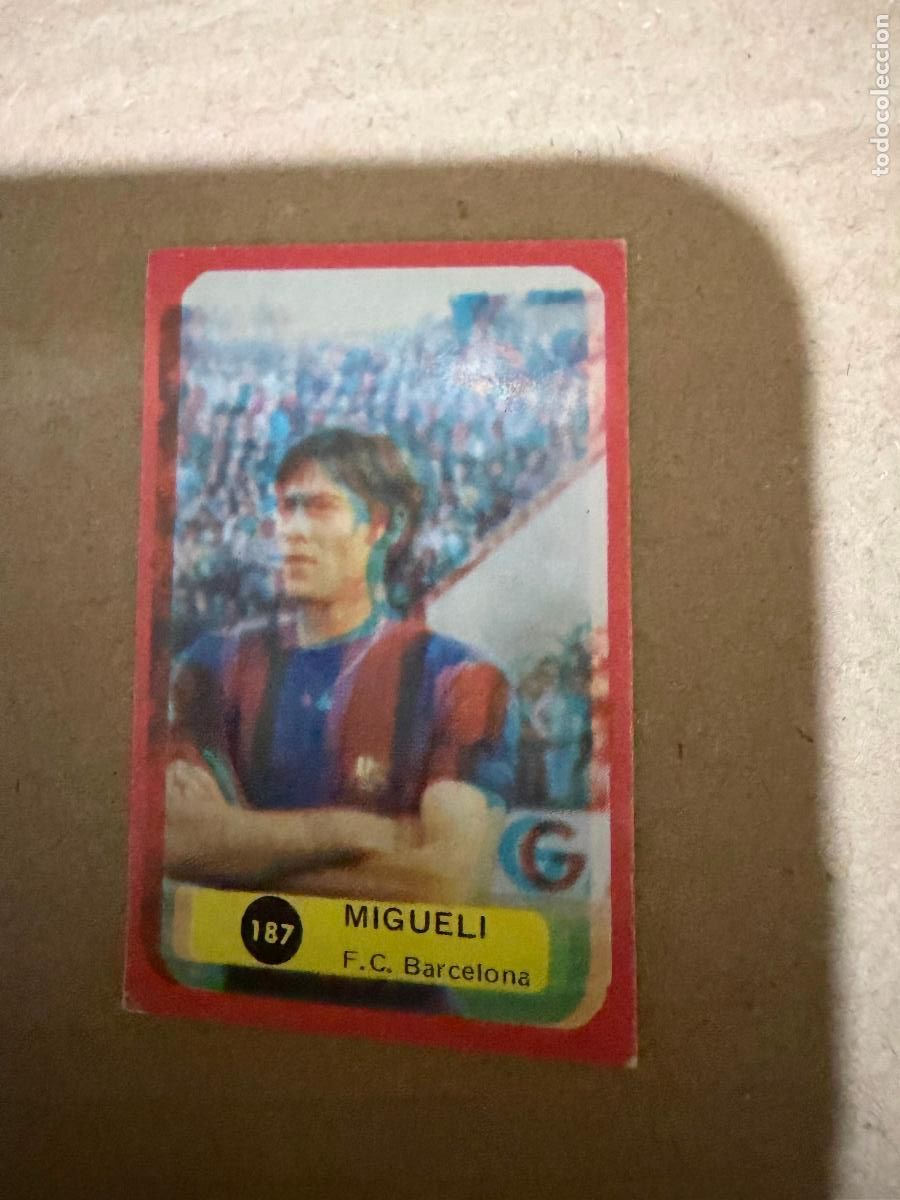 Cromos de f&uacute;tbol: Cromo migueli grafimur 1975 borroso