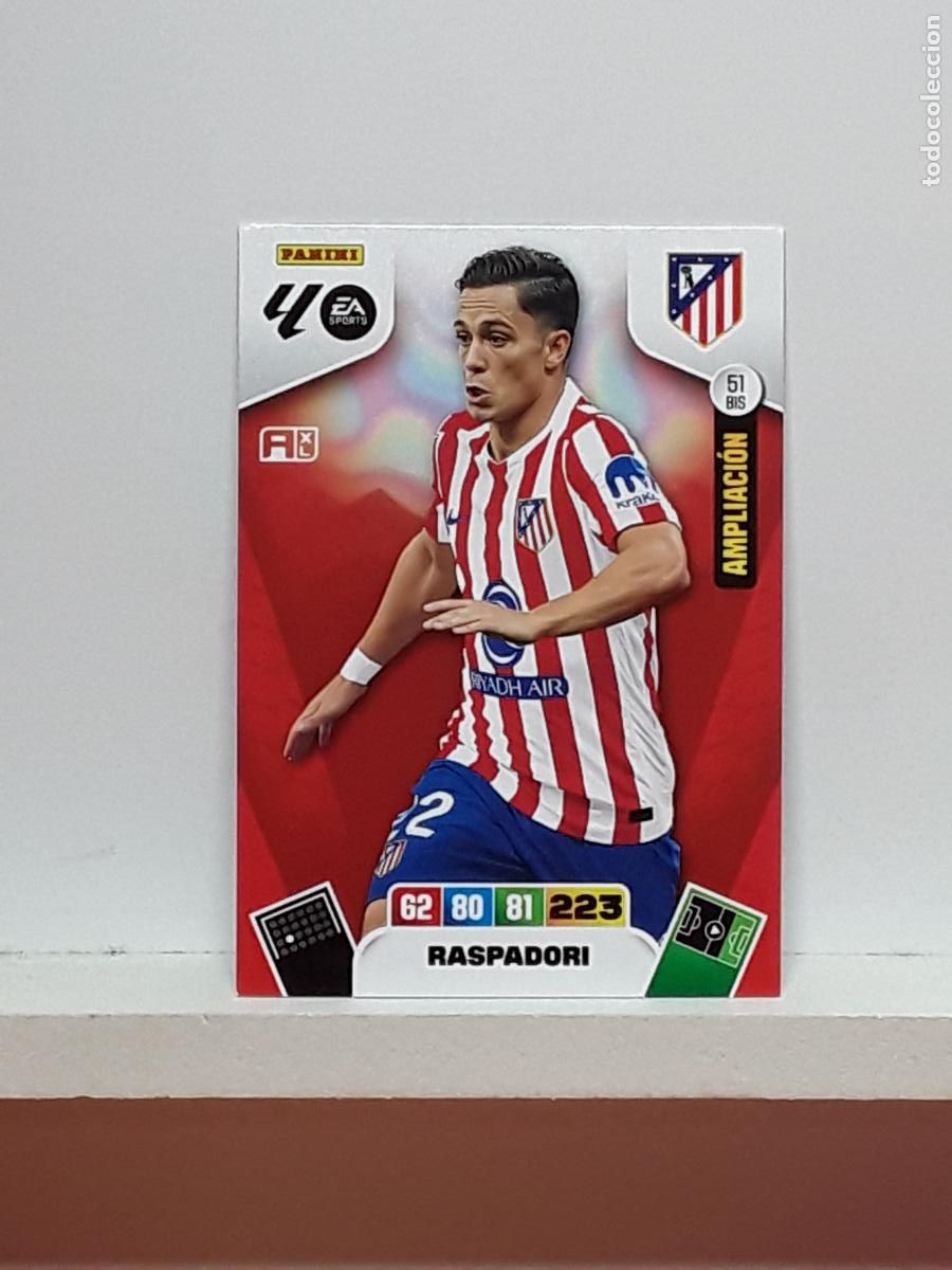 Cromos de f&uacute;tbol: ADRENALYN 2025 2026 25 26 ALBUM PANINI LIGA N 51BIS 51 BIS ATLETICO MADRID LIMITADA RASPADORI