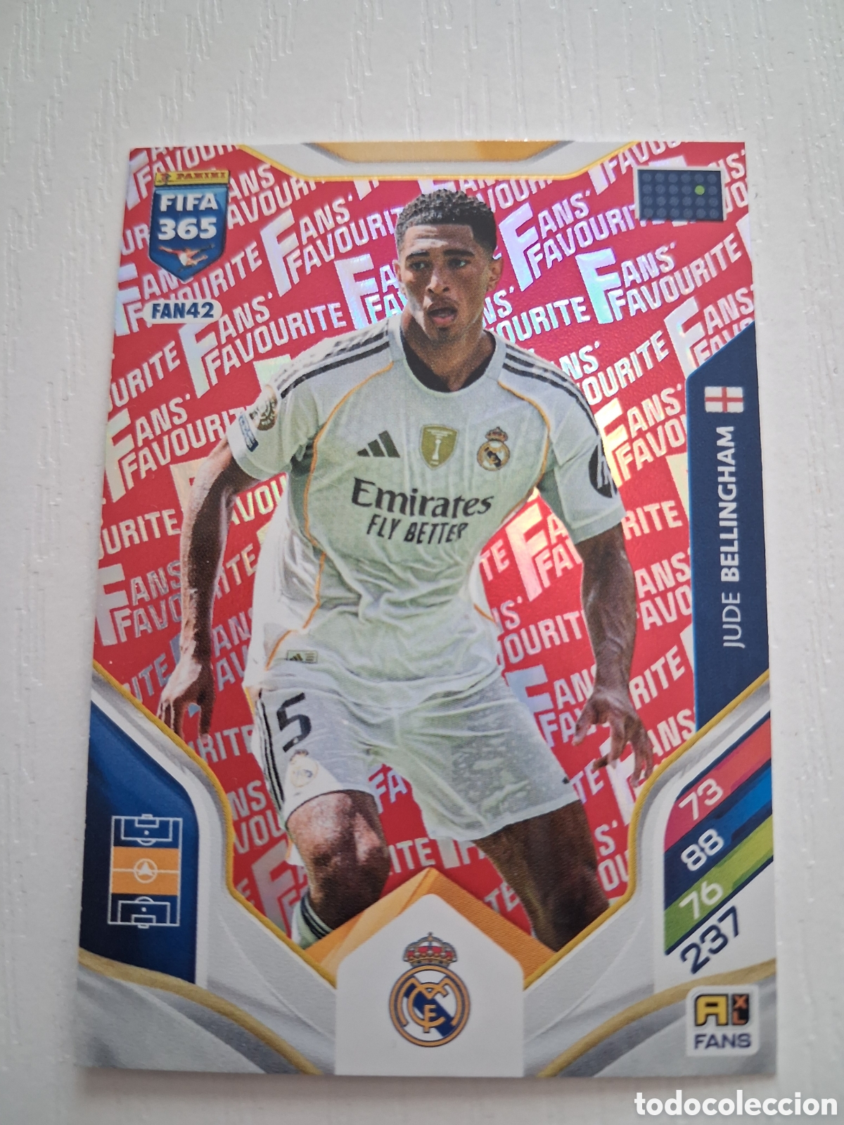 Cromos de f&uacute;tbol: Bellingham FAN 42 Fans Favourite Real Madrid FIFA 365 Adrenalyn