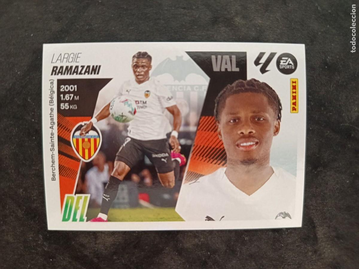 Cromos de f&uacute;tbol: LIGA ESTE 2025-26. #63. RAMAZANI &rdquo;&Uacute;LTIMOS FICHAJES&rdquo;. VALENCIA CF.