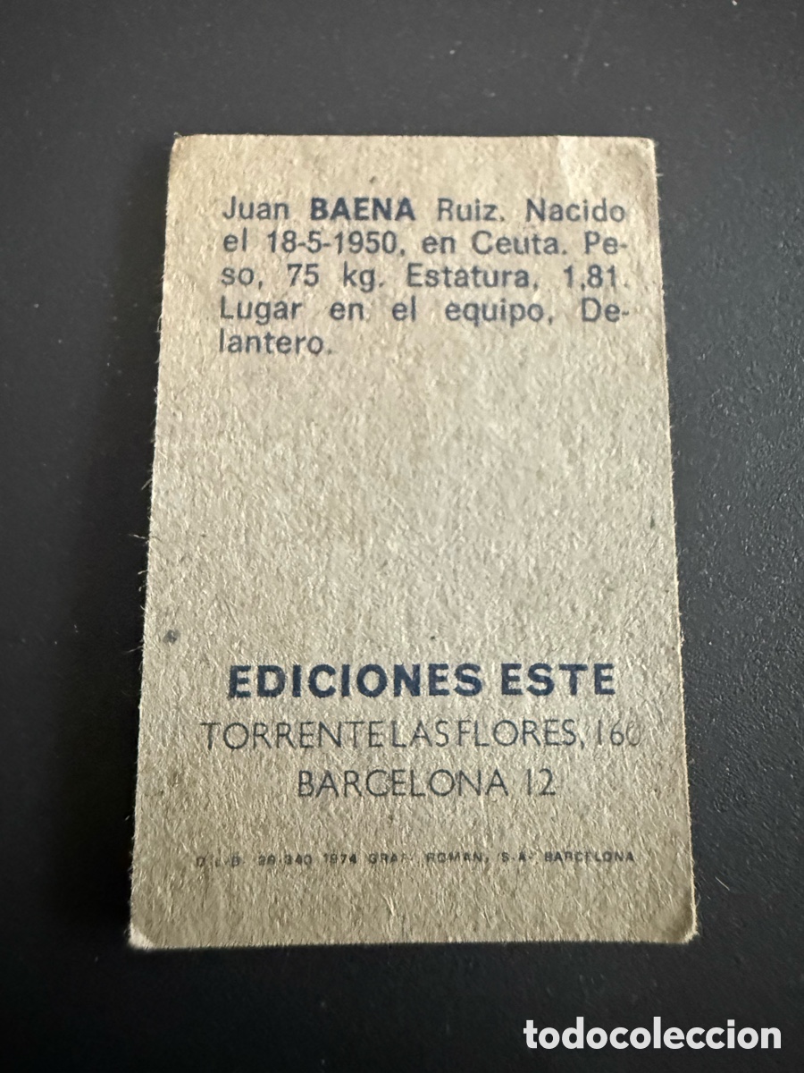 Cromos de f&uacute;tbol: ESTE. 74-75. BAENA. H&eacute;rcules. Nunca Pegado - Foto 2