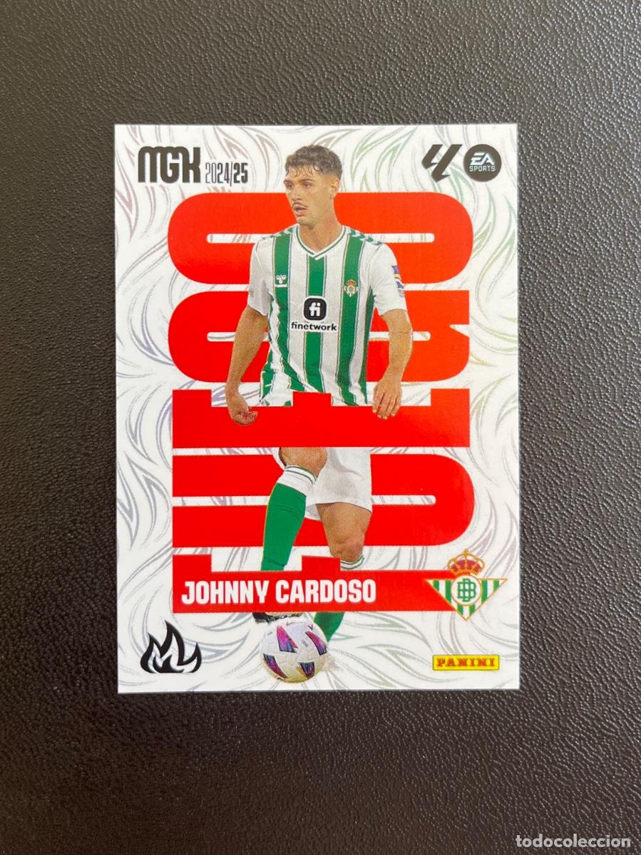 Cromos de f&uacute;tbol: 382 JOHNNY CARDOSO FUEGO REAL BETIS BALOMPI&Eacute; MGK MEGACRACKS 24 25 PANINI CROMO LA LIGA 2024 2025