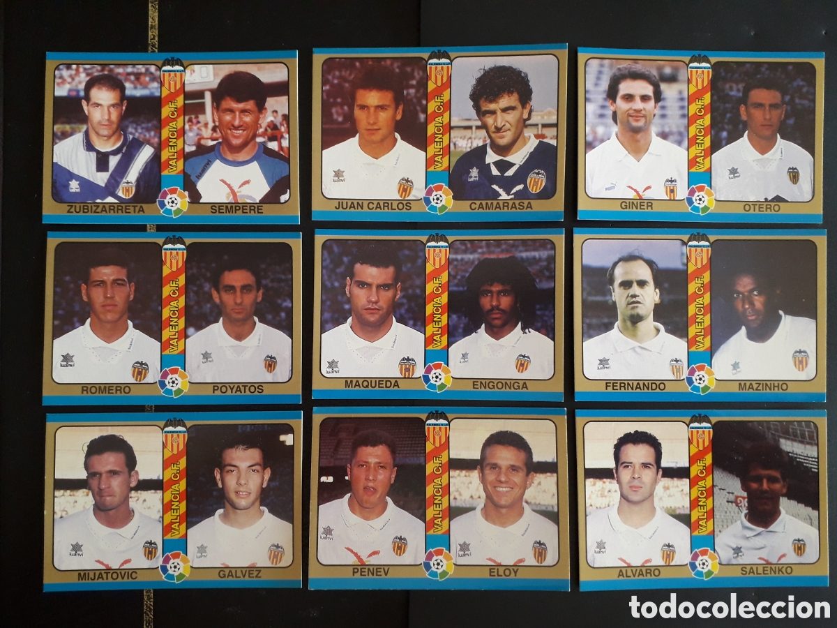 Fu&szlig;ball-Sticker: 9 CROMOS VALENCIA CF F&Uacute;TBOL TOTAL MUNDICROMO MC 94 95 1995 EQUIPO COMPLETO PEDIDO M&Iacute;NIMO 3&euro;