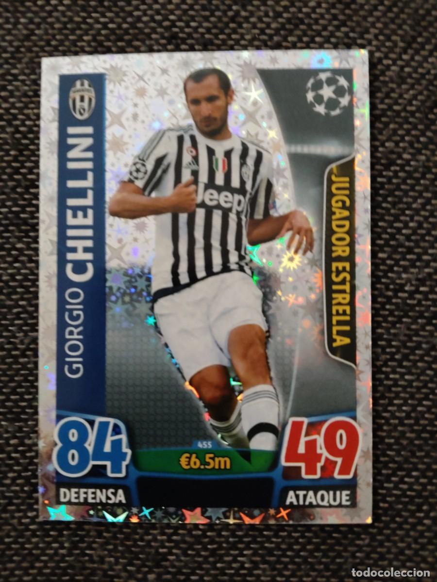 Cromos de f&uacute;tbol: 455 chiellini Juventus jugador estrella match attax UEFA champions league 2015-16