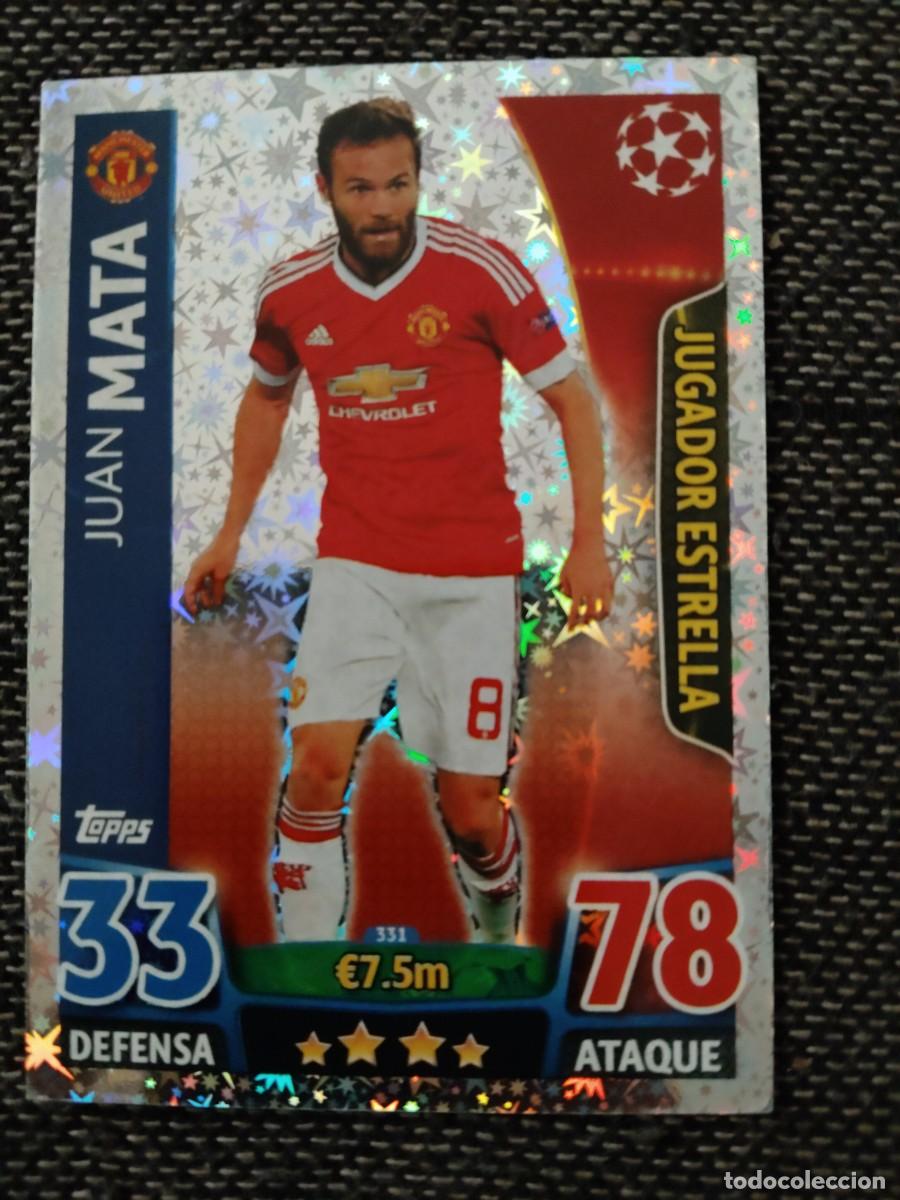 Cromos de f&uacute;tbol: 331 mata Manchester united jugador estrella match attax UEFA champions league 2015-16