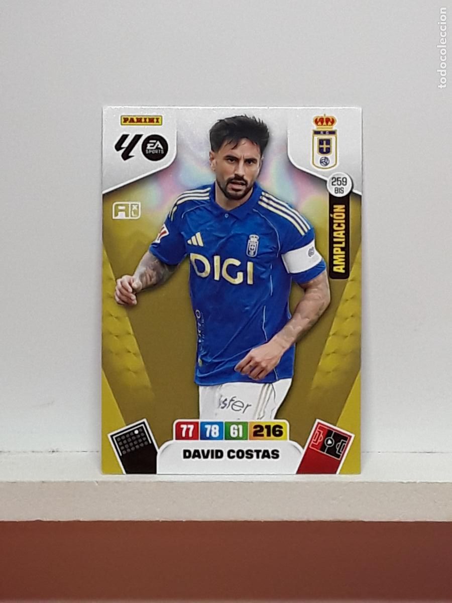 Football Stickers: ADRENALYN 2025 2026 25 26 ALBUM PANINI LIGA N 259BIS 259 BIS OVIEDO LIMITADA DAVID COSTAS