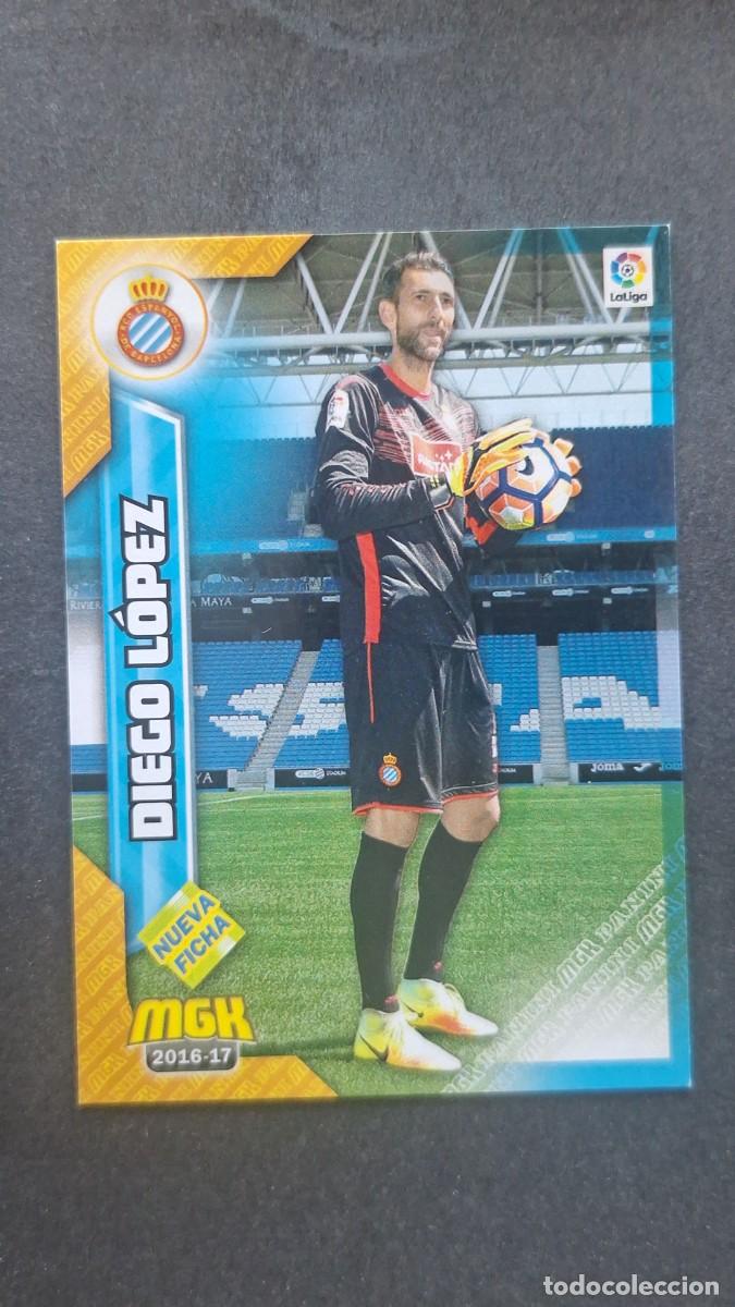 Cromos de f&uacute;tbol: L1 DIEGO LOPEZ R. C. D. ESPA&Ntilde;OL 220 BIS NUEVA FICHA PANINI MEGACRACKS 2016 2017 16 17