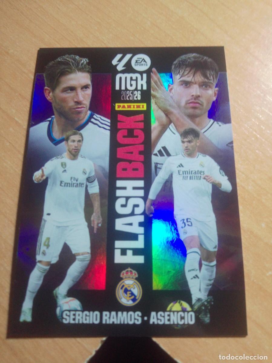 Cromos de f&uacute;tbol: 431 SERGIO RAMOS Y ASENCIO FLASH BACK REAL MADRID 5 26 MGK 2025 2026 MEGACRACKS NUEVO