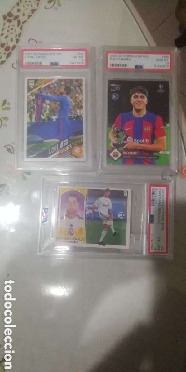 Cromos de f&uacute;tbol: Cromos Messi cristiano y cubarsi gradeados... El mundial
