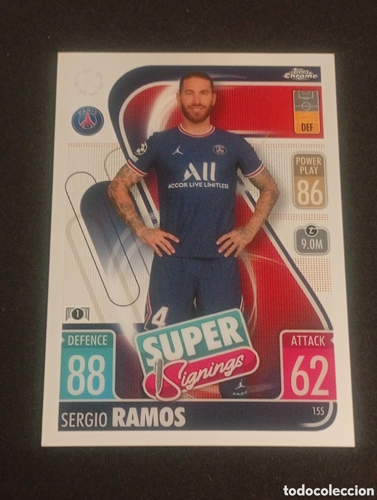 Cromos de f&uacute;tbol: 154 super signings SERGIO RAMOS PSG REAL MADRID SEVILLA TOPPS CHROME MATCH ATTAX 2021 2022 21 22