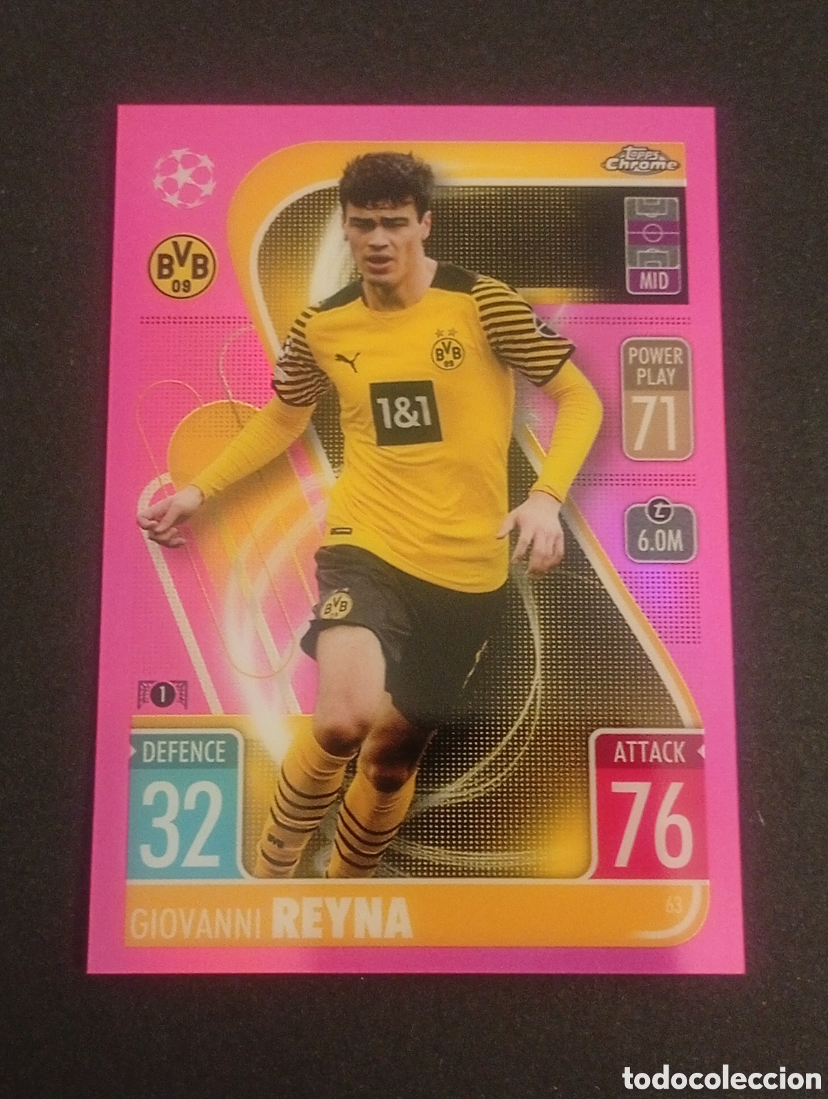 Cromos de f&uacute;tbol: numerada /199 GIOVANNI REYNA BORUSSIA DORTMUND TOPPS CHROME MATCH ATTAX 2021 2022 21 22 CARDS PANINI