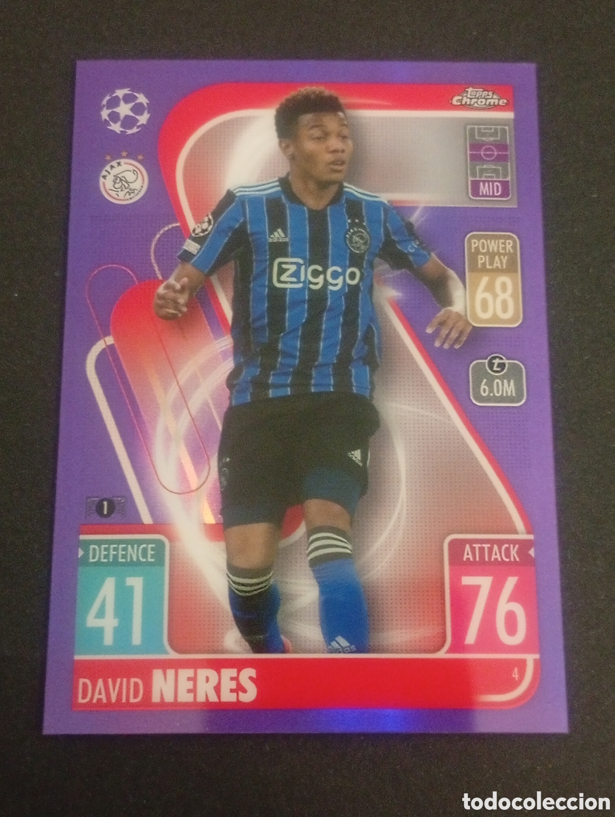 Cromos de f&uacute;tbol: numerada /299 4 DAVID NERES AJAX TOPPS CHROME MATCH ATTAX 2021 2022 21 22 CARDS PANINI