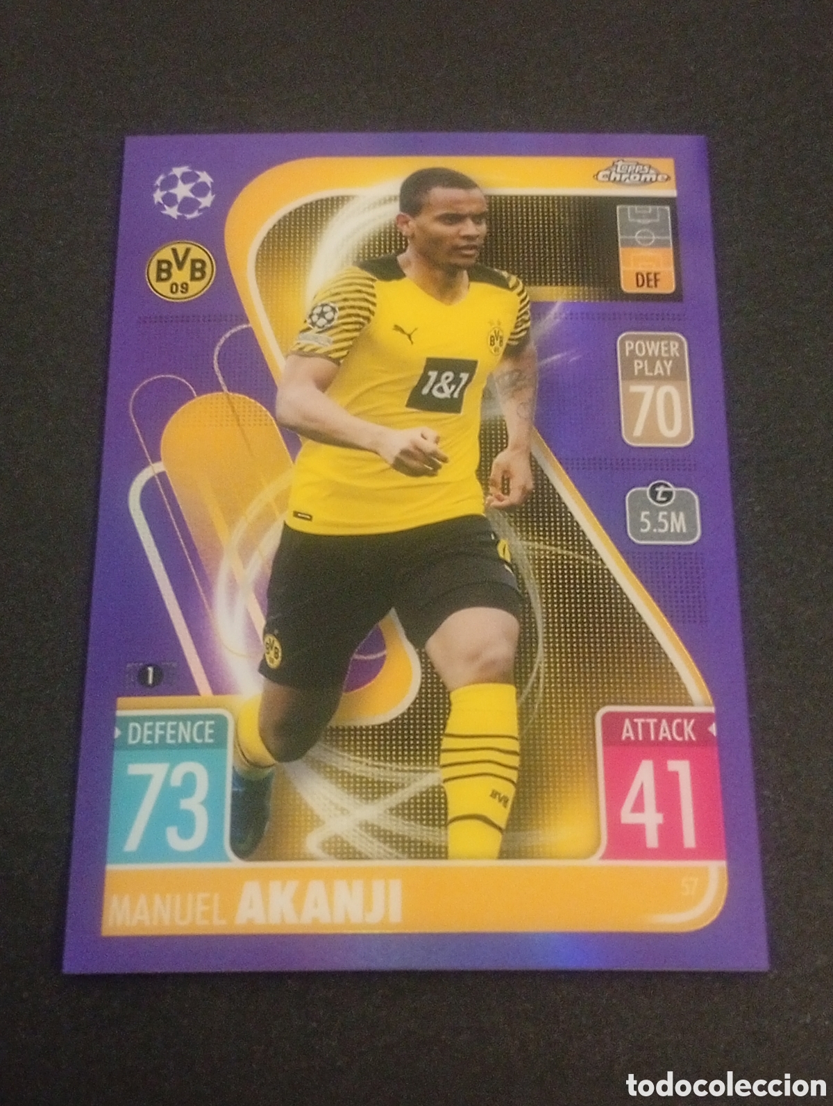 Cromos de f&uacute;tbol: numerada /299 57 AKANJI BORUSSIA DORTMUND TOPPS CHROME MATCH ATTAX 2021 2022 21 22 CARDS PANINI