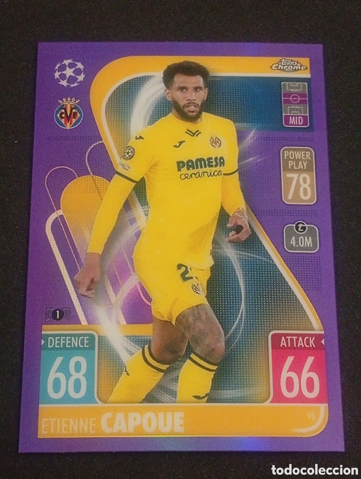 Cromos de f&uacute;tbol: numerada /299 98 CAPOUE VILLARREAL TOPPS CHROME MATCH ATTAX 2021 2022 21 22 CARDS PANINI