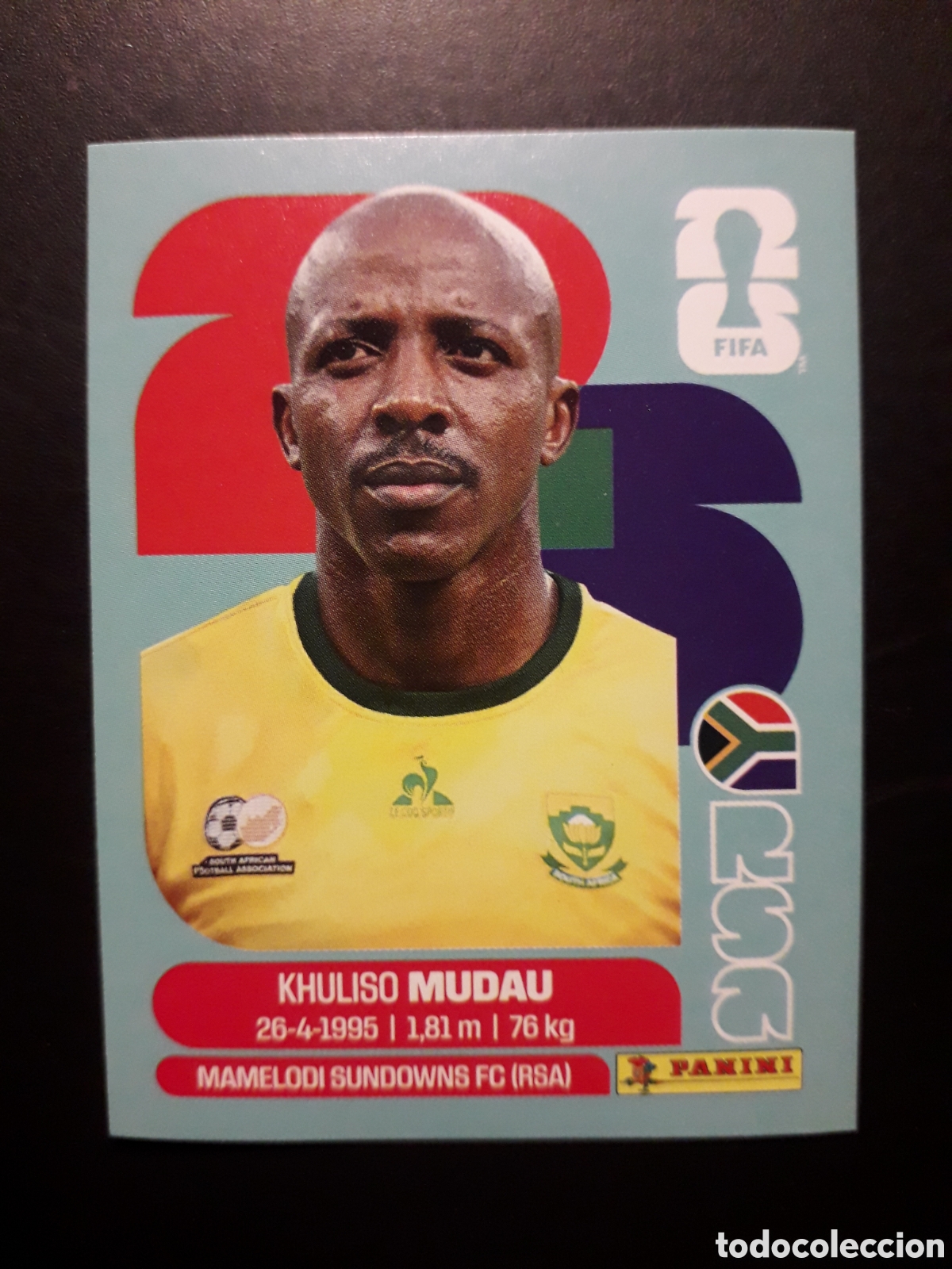 Cromos de f&uacute;tbol: MUDAU SUD&Aacute;FRICA RSA 9 MUNDIAL F&Uacute;TBOL 2026 FIFA WORLD CUP PANINI SIN PEGAR PEDIDO M&Iacute;NIMO 3&euro;
