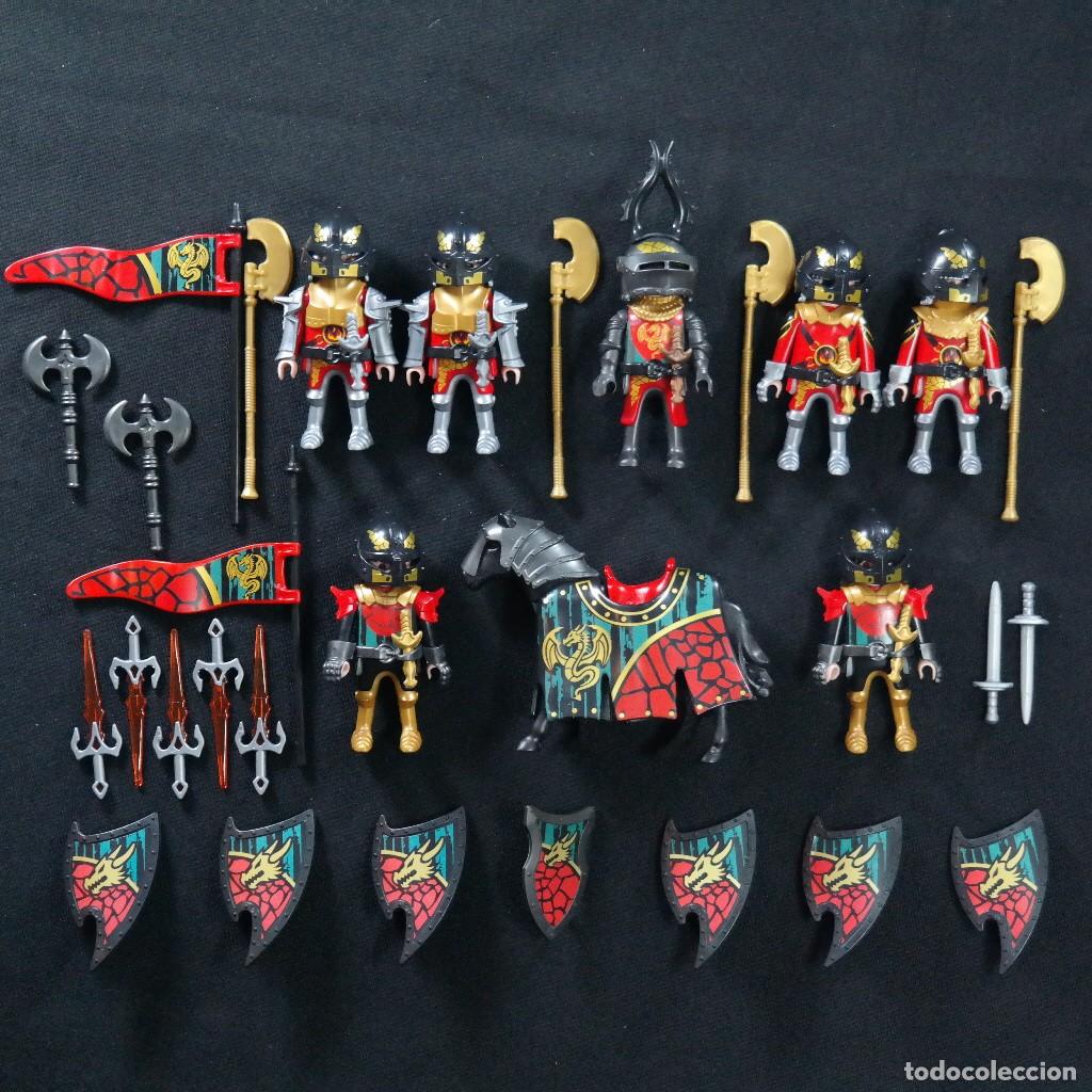Cromos de f&uacute;tbol: Playmobil 7 caballeros medievales con caballo ☼