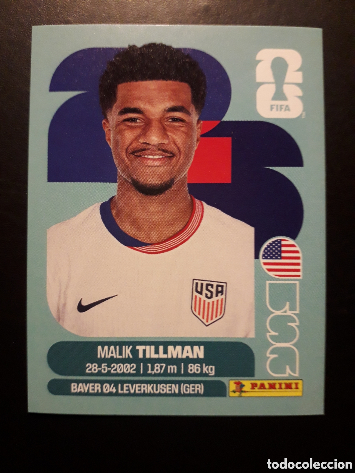 Cromos de f&uacute;tbol: TILLMAN ESTADOS UNIDOS USA 15 MUNDIAL F&Uacute;TBOL 2026 FIFA WORLD CUP PANINI SIN PEGAR PEDIDO M&Iacute;NIMO 3&euro;