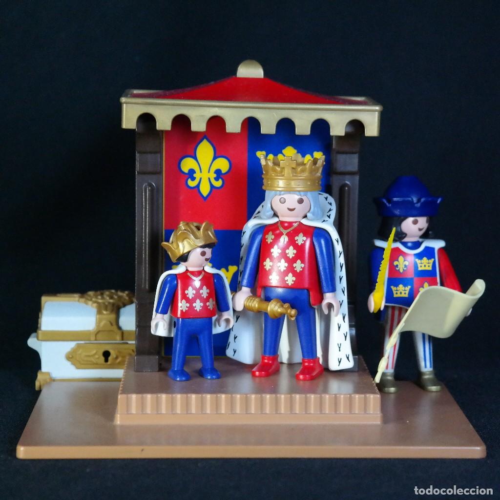 Cromos de f&uacute;tbol: Playmobil rey con principe y escribano ☼