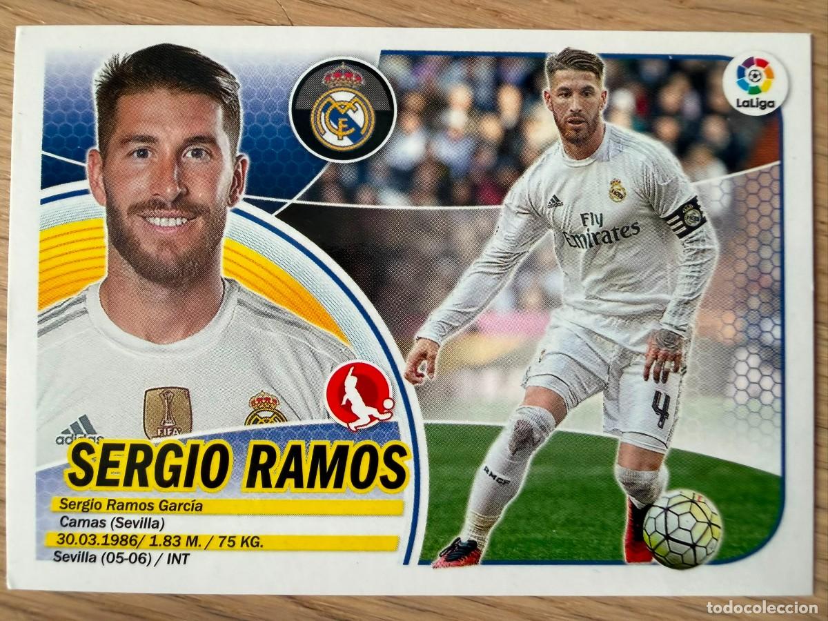 Cromos de f&uacute;tbol: 5 SERGIO RAMOS LOGO SOLO LIGA REAL MADRID 16 17 2016 2017 LIGA SANTANDER COLECCIONES ESTE SIN PEGAR