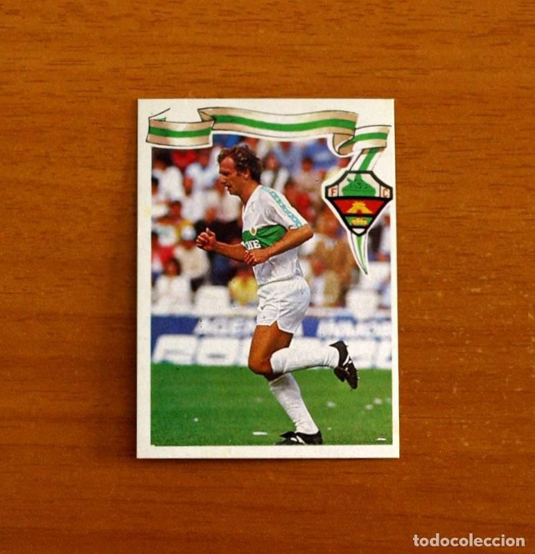 Football Stickers: Elche - N&ordm; 246 Ru&iacute;z -GOL- Editorial Maga 1984-1985, 84-85 - Nunca pegado Trasera Verde