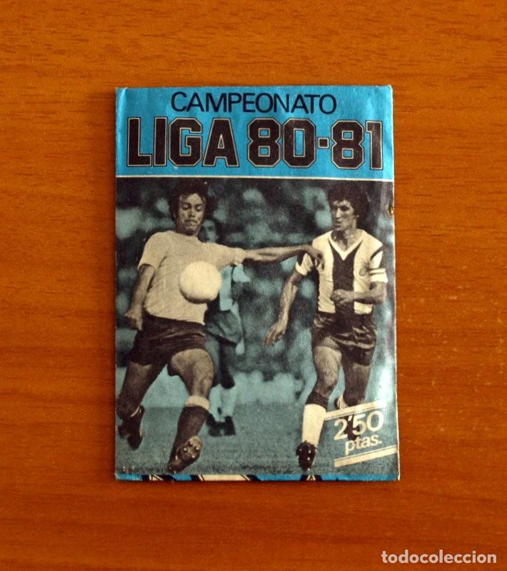 Cromos de f&uacute;tbol: Sobre sin abrir, contiene los cromos - Ediciones ESTE - Campeonato Liga 1980-1981, 80-81- Azul