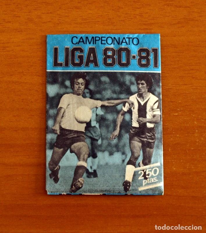 Cromos de f&uacute;tbol: Sobre sin abrir, contiene los cromos - Ediciones ESTE - Campeonato Liga 1980-1981, 80-81- Azul