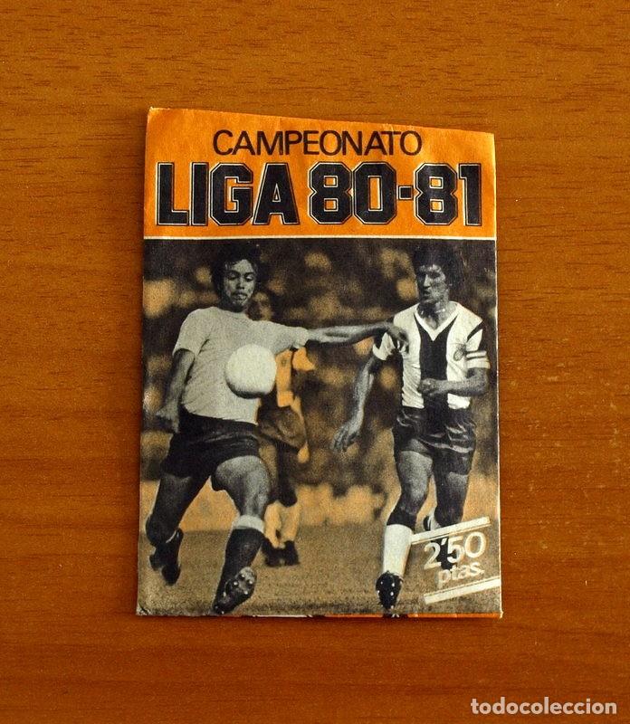 Cromos de f&uacute;tbol: Sobre sin abrir, contiene los cromos - Ediciones ESTE - Campeonato Liga 1980-1981, 80-81- Naranja