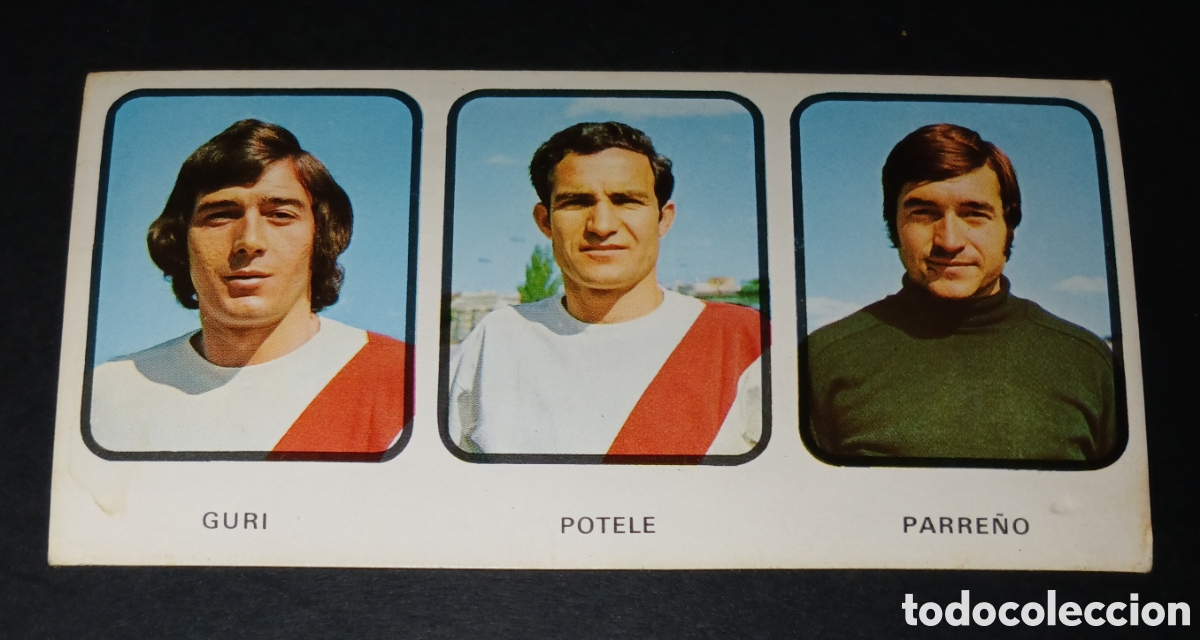 Cromos de f&uacute;tbol: Cromo N&ordm; 198 triple Guri - Potele - Parre&ntilde;o (Rayo Vallecano) Ruiz Romero 1973-1974 sin pegar