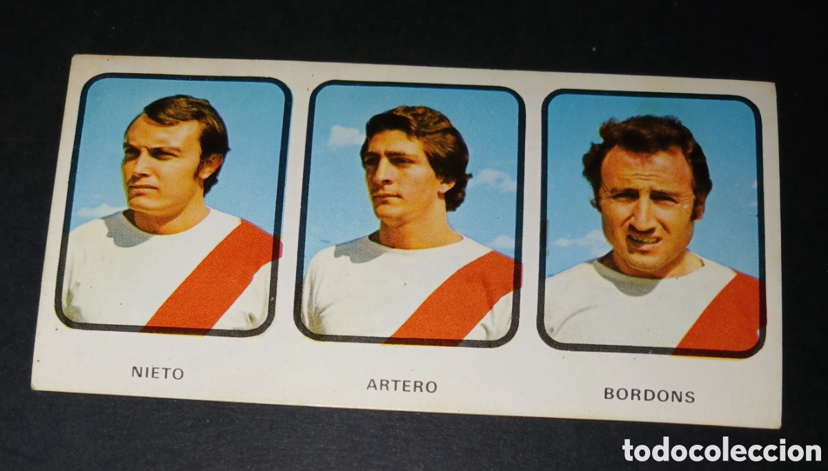 Cromos de f&uacute;tbol: Cromo N&ordm; 196 triple Nieto Artero Bordons Rayo Vallecano Ruiz Romero 1973-1974 sin pegar nunca pegado