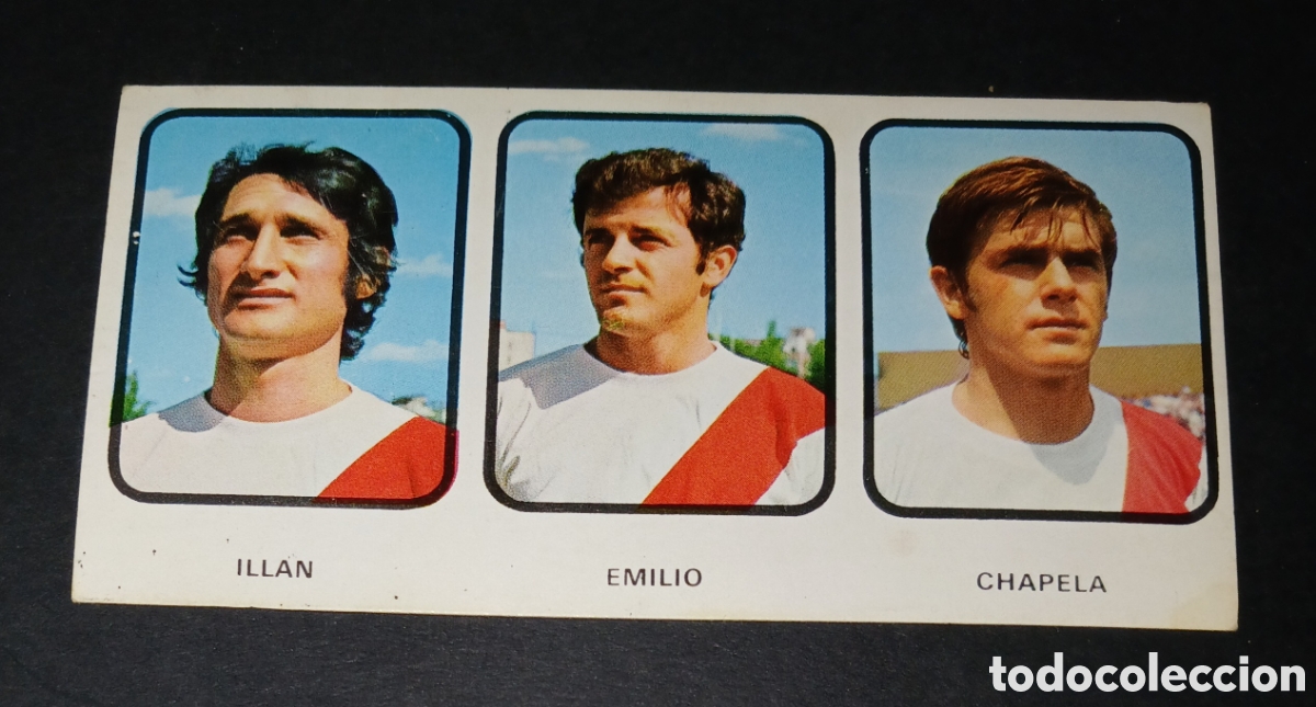 Cromos de f&uacute;tbol: Cromo N&ordm; 197 triple Ill&aacute;n Emilio Chapela Rayo Vallecano Ruiz Romero 1973-1974 sin pegar nunca pegado