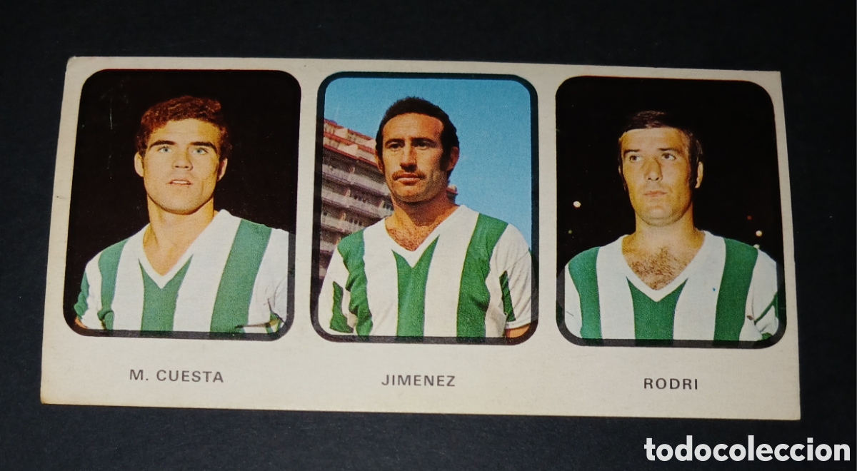 Cromos de Futebol: Cromo N&ordm; 72 triple M. Cuesta Jimenez Rodri C&oacute;rdoba CF Ruiz Romero 1973-1974 sin pegar nunca pegado