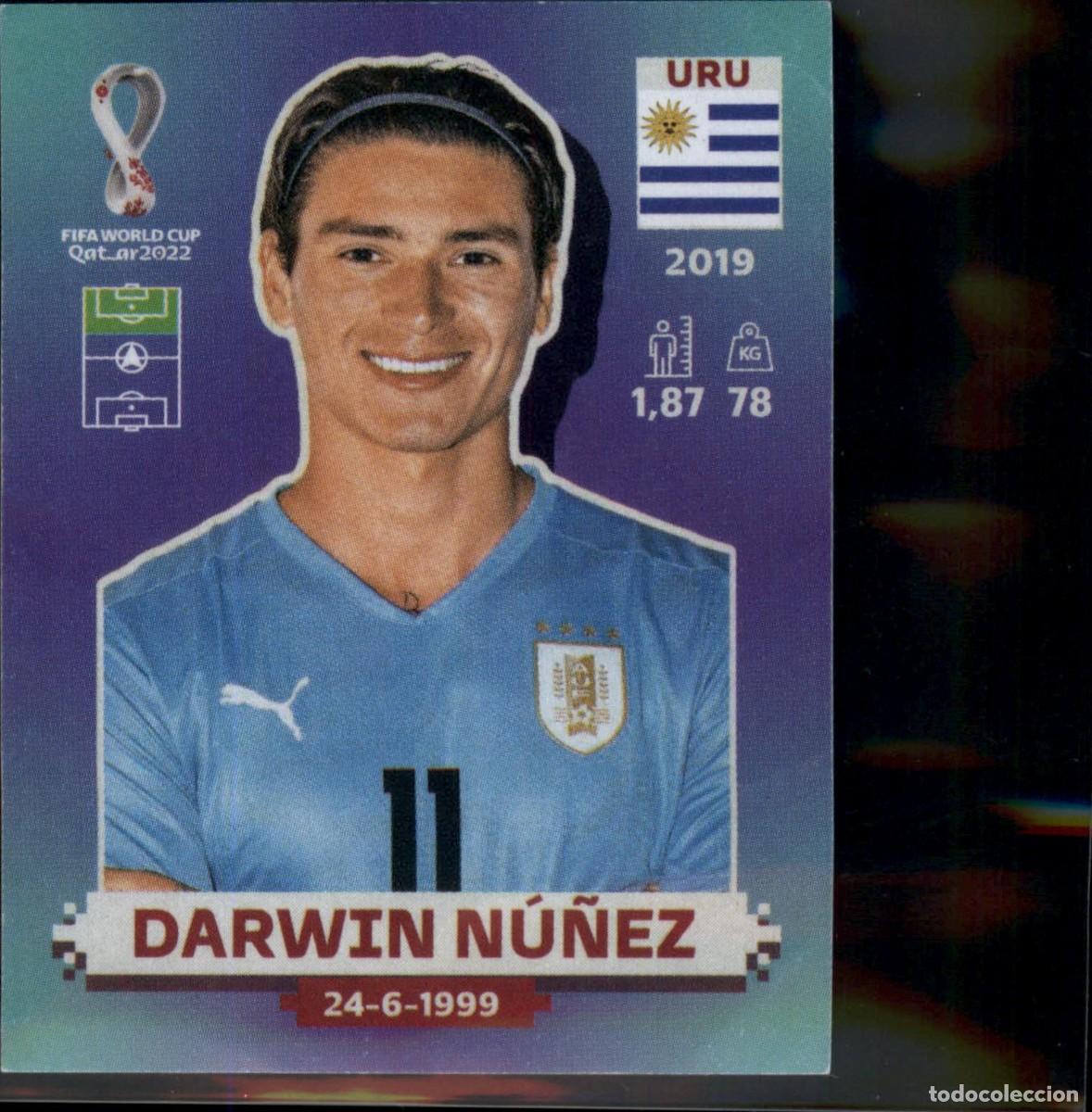Cromos de f&uacute;tbol: Darwin N&uacute;&ntilde;ez N&ordm; URU 18 Uruguay Mundial 2022 World Cup Qatar Catar Panini 22